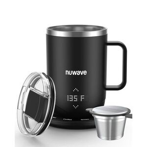 Nuwave Black Smart Coffee Mug with Lid and Infuser
